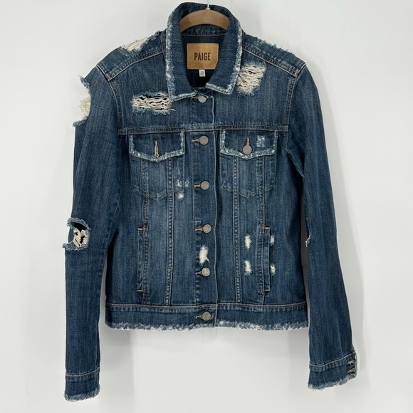 PAIGE Distressed Denim Trucker Jacket